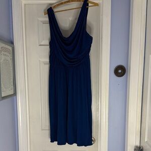 Deletta Cowl Neck Midi Dress in Navy Blue